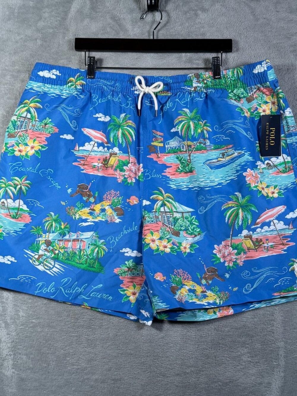 Polo Ralph Lauren Swim Trunks Mens 3XB 3XL Big Blue Tropical Beach Bear $110